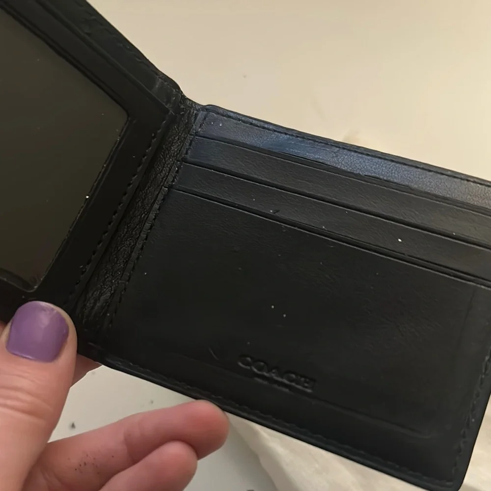 Coach Men's Black Gray Camo Leather Bifold Wallet